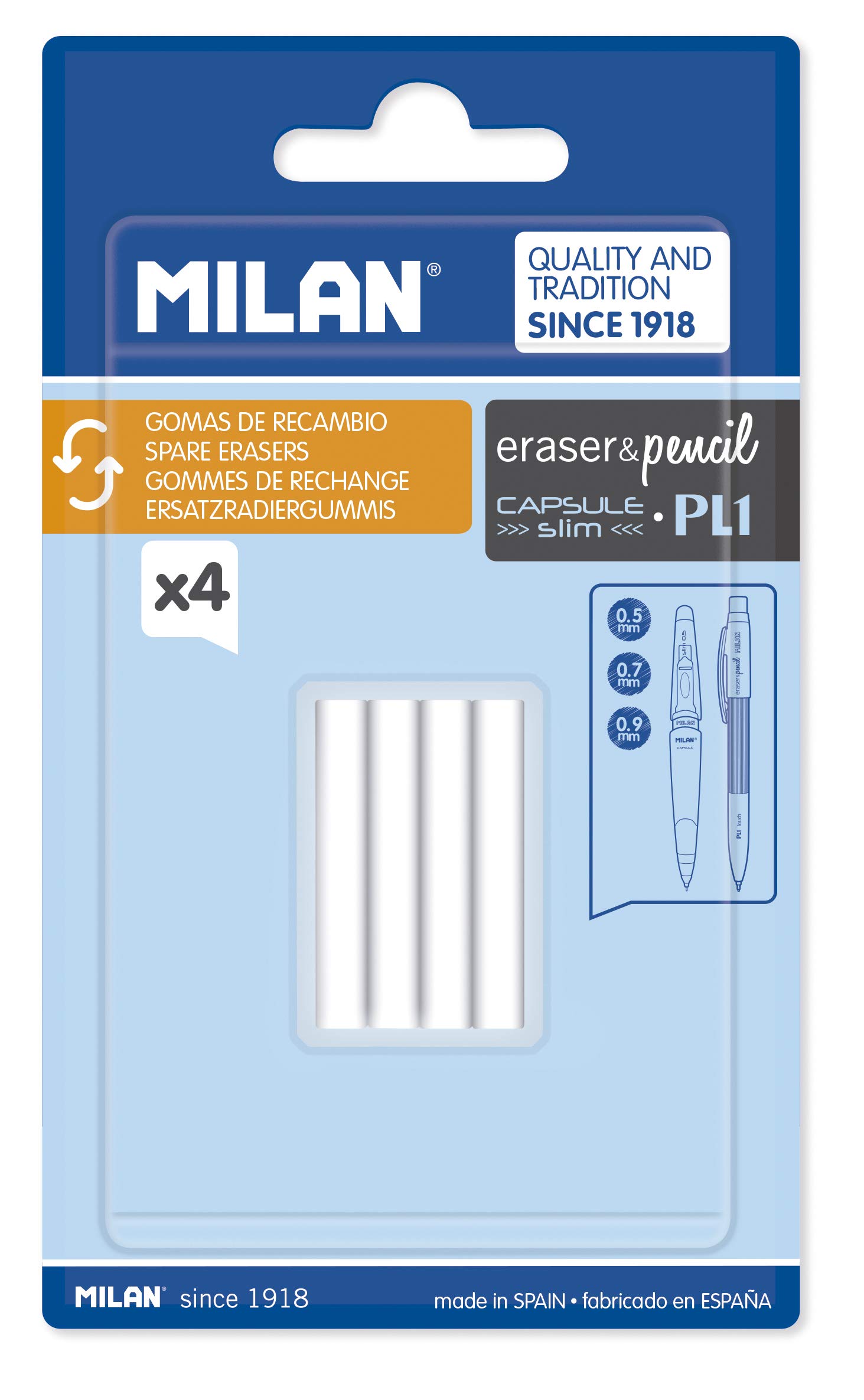 Milan PL1 Rubber Refill Blister Pack