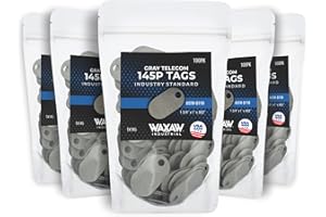WAXAW 145P Telecom Fiber P-Tags (100 Tags/Pack) 1" x 1-3/4" x 0.062" Industrial Grade Non-Conductive Label Tag for Cable, Made in USA (5 Pack)