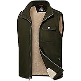 TBMPOY Men's Winter Vest Outerwear Fleece Sherpa-Lined Casual Vests Warm Cotton Jacket With Full Zipper