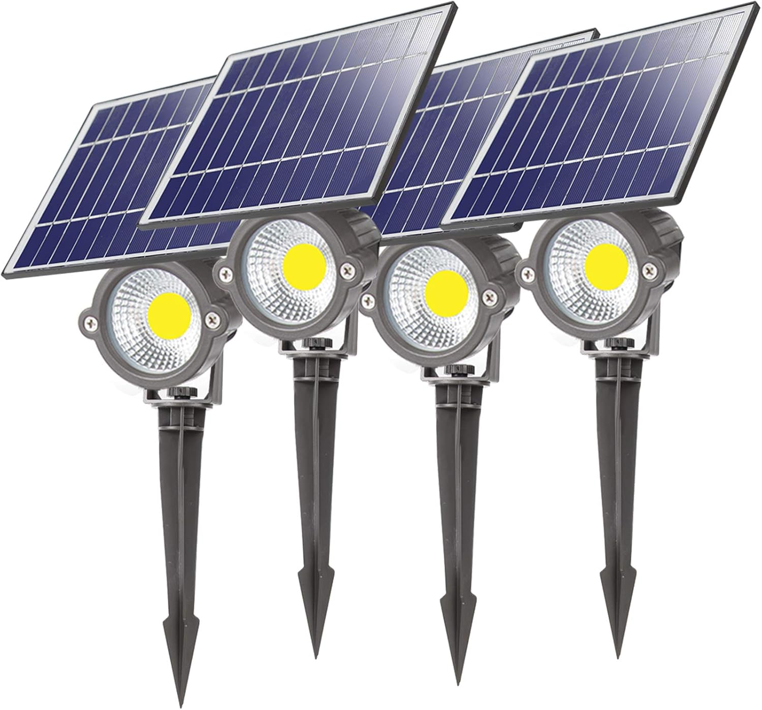 Lightdot 4 Pack Led Solar Landscape Spotlights, Outdoor IP67 Waterproof Solar Powered Wall Spot Lights, Dark Sensing Auto On/Off Adjustable Decorative Lighting for Garden Patio Yard Pool (Warm): Home Improvement