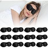 Bonuci 12 Pack Sleep Mask Blackout 3D Eye Mask for Ultralight Sleeping Night Blindfold Eye Covers with Adjustable Strap for Men Women Travel Gift Back and Side Sleeper (Black)