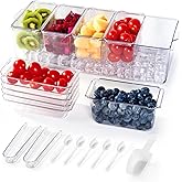 Chilled Condiment Tray Server with 5 Small Containers and Removable Compartments, Ice Chilled Condiment Organizer, Clear Garnish Serving Platter for Fruit, Salad, Food, Outdoor Events, Picnics