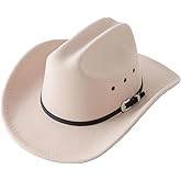 Jastore Kids Western Cowboy Cowgirl Hat Boys Girls Felt Fedora Hats with Buckle Belt