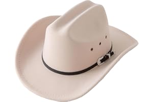 Jastore Kids Western Cowboy Cowgirl Hat Boys Girls Felt Fedora Hats with Buckle Belt