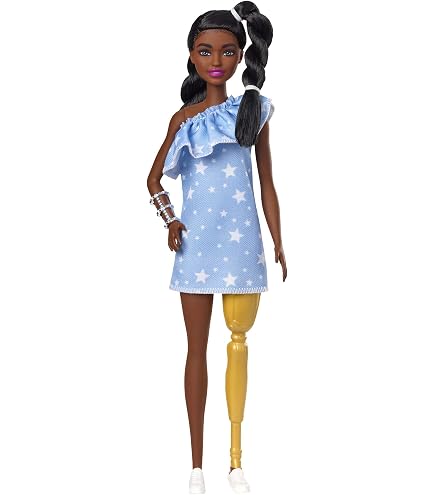 Muñeca Barbie Fashionista Con Pierna Protésica - Vestido De Volantes, Accesorios De Moda, Juguete Inclusivo