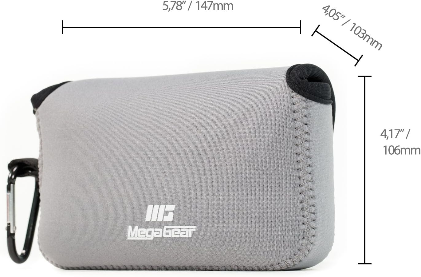 MegaGear MG1095 Ultra Light Neoprene Case with Carabiner for Fujifilm X100F/X100T/X100S Camera - Grey - Image 3