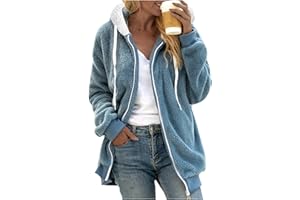 CHUOAND Winter Coats for Women Fuzzy Fleece Jacket Hooded Color Block Patchwork Cardigan Coats Outerwear with Pockets