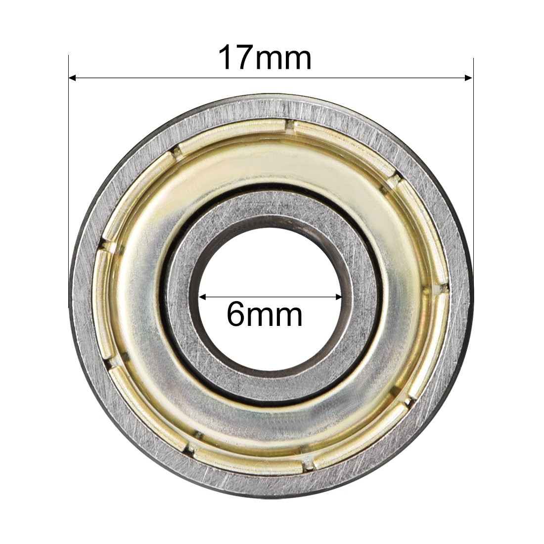 sourcing map 606ZZ Deep Groove Ball Bearing Double Shield 606-2Z 80016 6mm x 17mm x 6mm High Carbon Steel Z1 Bearings (Pack of 20) - Image 5