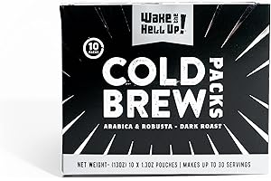 Wake The Hell Up!® Cold Brew Steeping Pouches Ultra-Caffeinated Coffee | 10 Count, 1.3 oz Pouches | Perfect Balance of High Caffeine & Great Flavor.