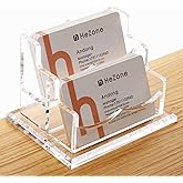 Business Card Holder for Desk 2 Tier 2 Slots, Clear Acrylic Business Card Display Stand for Women and Men, Organize 100 Cards-1 Pack (2 Slots-H)