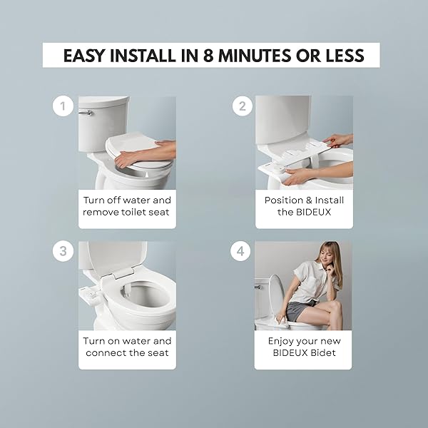 BIDEUX CORE 1.0 -ULTRA-SLIM NON-ELECTRIC BIDET ATTACHMENT FOR TOILET – DUAL NOZZLE, ADJUSTABLE WATER PRESSURE, EASY DIY INSTALLATION, SELF-CLEANING SPRAYER, ECO-FRIENDLY DESIGN (WHITE)