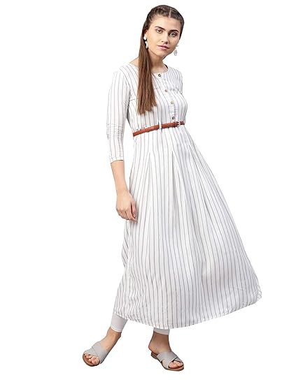 solid white anarkali