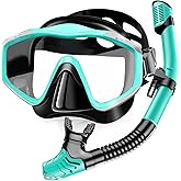Snorkeling Gear for Adults,Dry-Top Snorkel Set with Tempered Glass,Anti-Fog & Anti-Leak Panoramic Swim Mask, Adjustable Snorkel Kit with Carry Bag for Scuba Diving, Swimming,Travel
