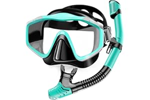 SEATHEWAY Snorkeling Gear for Adults,Dry-Top Snorkel Set with Tempered Glass,Anti-Fog & Anti-Leak Panoramic Swim Mask, Adjustable Snorkel Kit with Carry Bag for Scuba Diving, Swimming,Travel