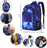 MATEIN Galaxy Blue School Backpack 15.6 Inch USB Anti Theft Pocket Lightweight view 2