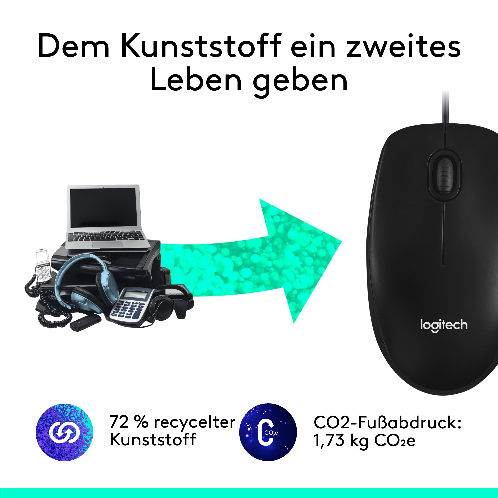 Logitech M100 Kabelgebundene USB-Maus, 3 Tasten, 1000 DPI Optical Tracking, Für Links- und Rechtshänder, Kompatibel mit PC, Mac, Laptop - Grau 4