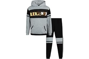 Quad Seven Boys’ 2 Piece Fleece Jog Set with Embossed Foil Hooded Sweatshirt and Jogger Pants