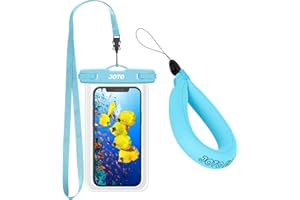 JOTO 1 Universal Waterproof Pouch + 1 Floating Wrist Strap for Camera iPhone 14 Plus 14 Pro Max iPhone 13 Pro Max Mini 12 11 Pro Max Xs Max XR X 8 7 6S Plus SE Galaxy S20 Ultra S10 up to 7" –Blue