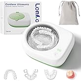 Lonlown 50kHz Cordless Ultrasonic Retainer Cleaner Machine Rechargeable Portable Wireless Retainer Cleaner USB Fast Charge 2000mAh Battery Charge Once Use 8 Times Small Travel Size 80ml