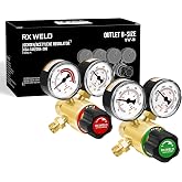 RX WELD Oxy Acetylene Regulator Set, CGA540 &amp; CGA200, B Size | 9/16"-18 Outlet