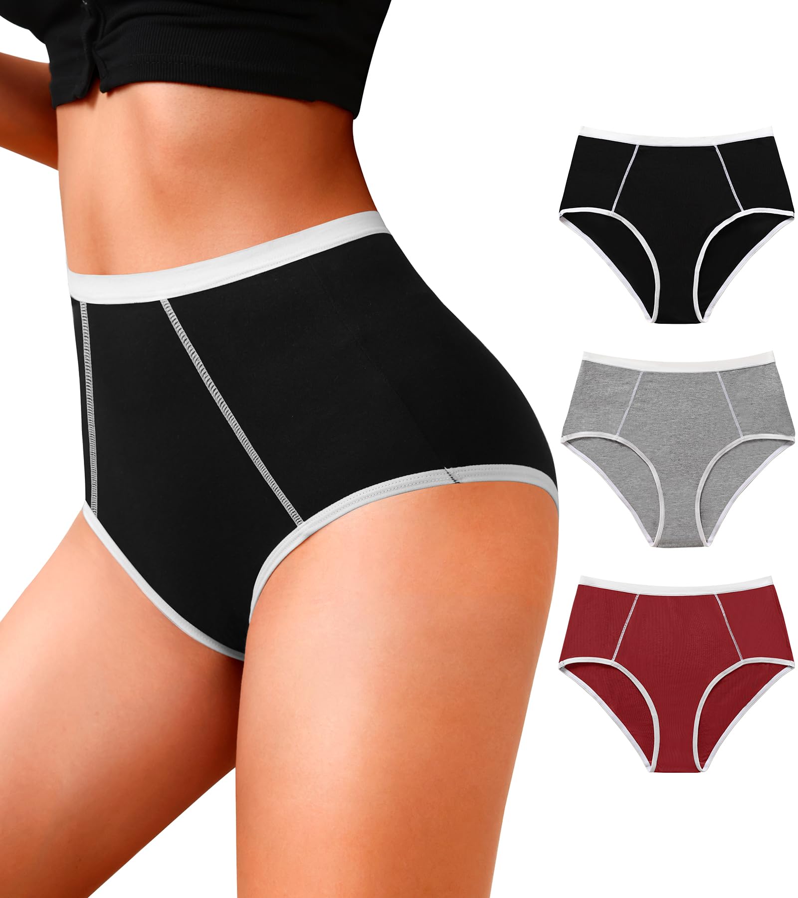 Photo 1 of ** 2 PACKS**ASIMOON Womens Underwear Cotton High Wasited Underwear for Women Soft Breathable Briefs Underwear Ladies Panties Size MEDIUM 2 PACK