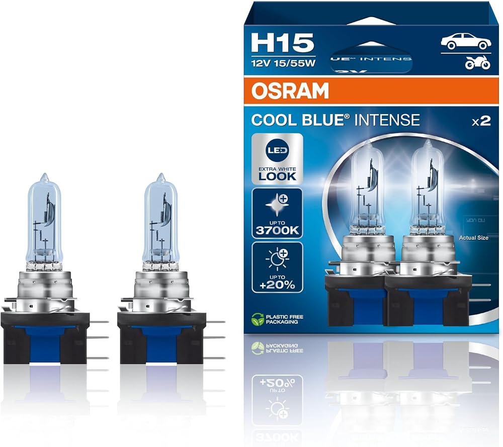 OSRAM COOL BLUE INTENSE H15 Duo Box 64176CBN-HCB 20% Brighter 3700K Halogen