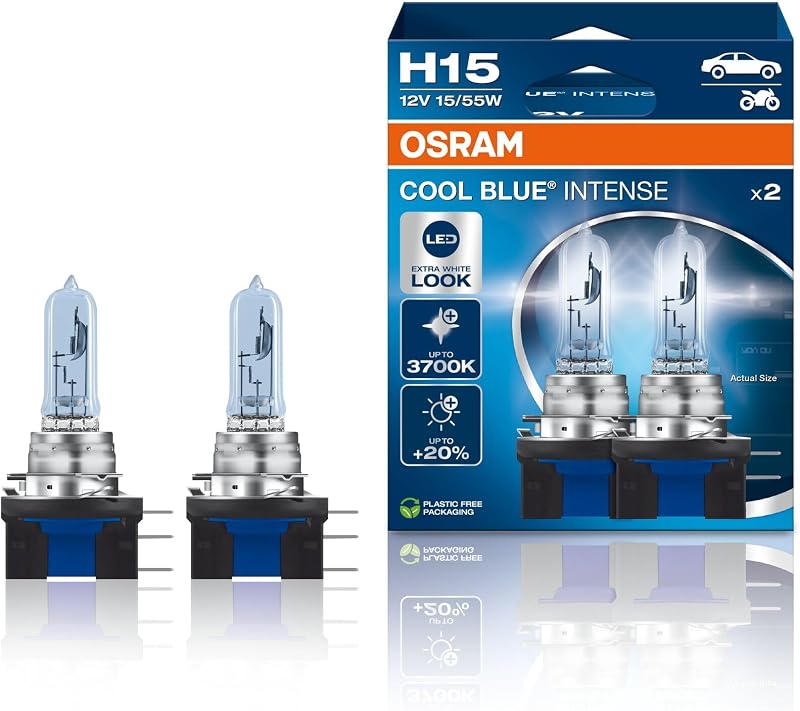 OSRAM COOL BLUE INTENSE H15 Duo Box 64176CBN-HCB 20% Brighter 3700K Halogen