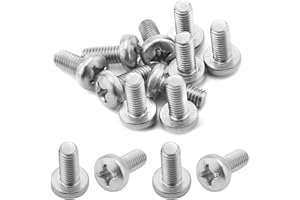 MroMax M6-1x14mm Pan Head Phillips Machine Screws 304 Stainless Steel Metric Cross Head Screws Bolts Fasteners Fully Threaded Silver Gray 10Pcs