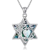 YAFEINI Star of David Necklace for Women Sterling Silver Tree of Life Necklace Star of David Jewelry Gifts