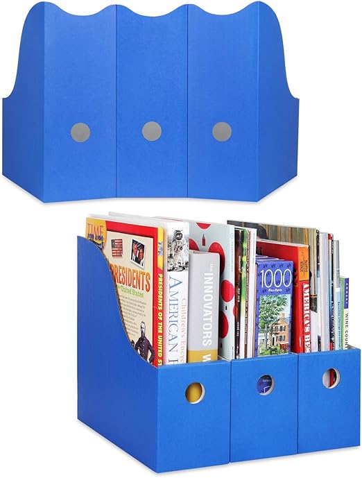 Dunwell Colored Magazine File Holder (Set of 12, Blue), Sturdy Cardboard Magazine Holders
