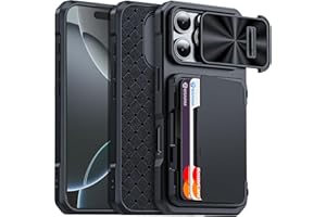 BSNRM for iPhone 16 Pro Wallet Case with Card Holder (4-5 Cards), Built-in RFID Blocking & Camera Cover, Slim Fit Stylish Silicone Shockproof Cover for Women Men Compatible with iPhone 16 Pro (Black)