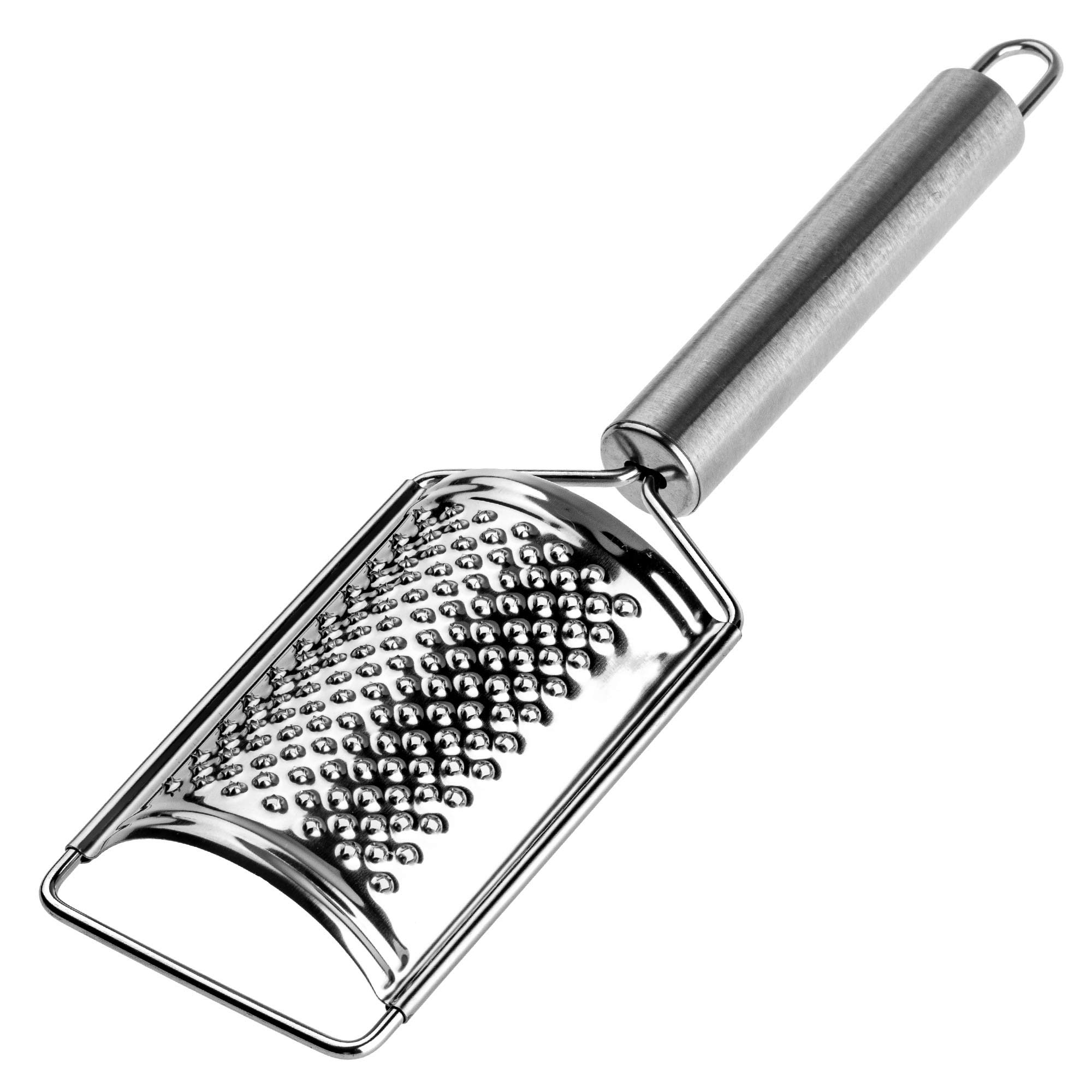 KADAX Grater, Stainless Steel Grater, Kitchen Grater with Comfortable Handle, Hand Grater for Vegetables, Fruit, Carrots, Garlic, Onion, Cheese, Ginger, Parmesan, Handy, Silver (for Fine Grating)