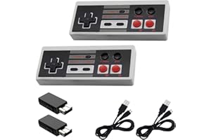 Burrizei 2 Pack Rechargeable NES Classic Mini Wireless Controller -TURBO/HOME EDITION-Rapid Buttons Edition for Nes Wii Gaming System with 2.4G Wireless Receiver(2024 Upgraded)