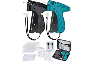 FRIWOLE Tagging Gun for Clothing with Hard Case, Price Tagging Gun Kits for Clothes Labeler with 7 Steel Pins, 100 Paper Labels, 500 * 0.3 inch & 500 * 2 inch Gluing Pins (Black,Green)