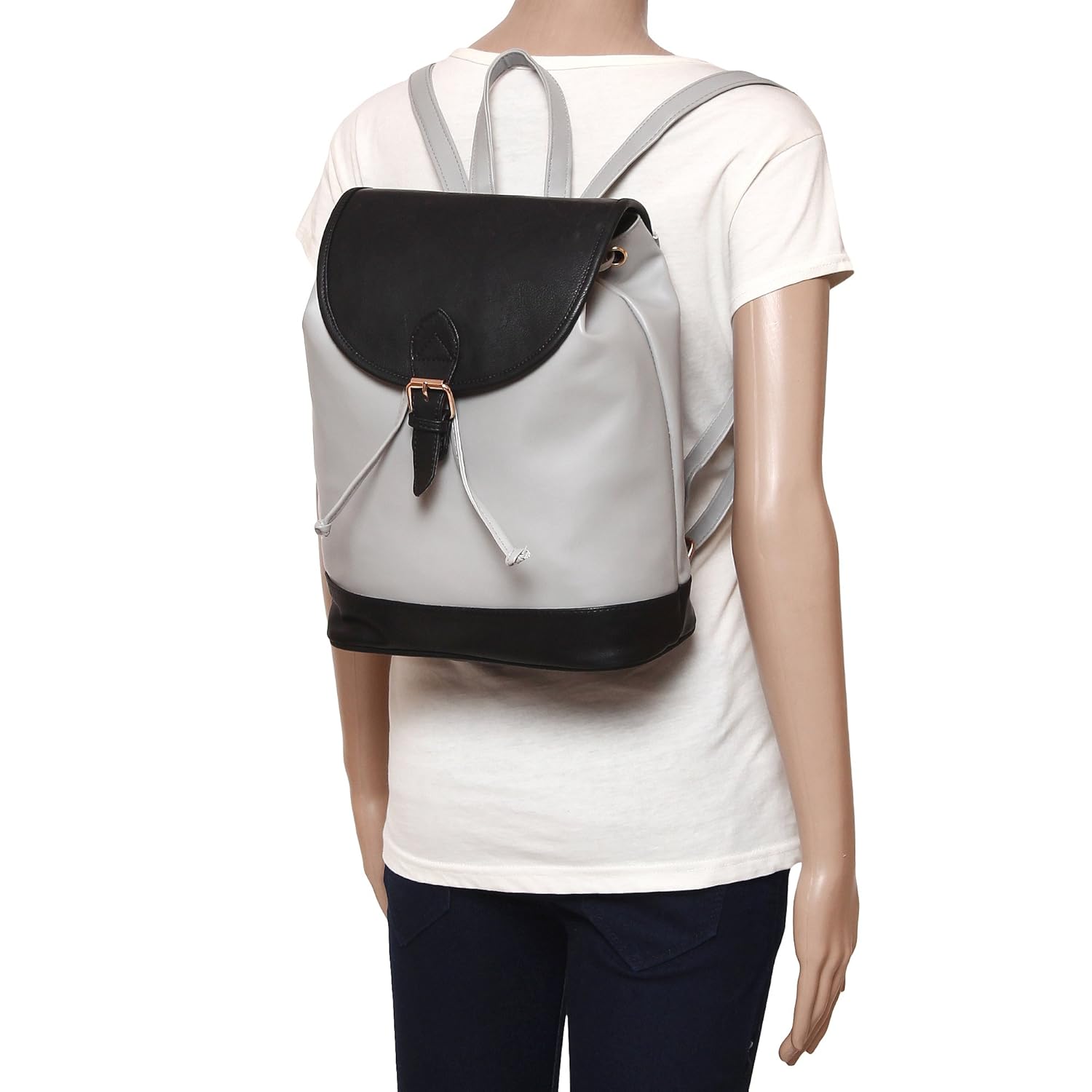 lychee bags pu grey_black kim backpack for girls