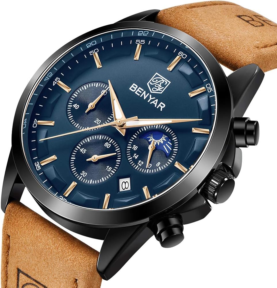 BENYAR Watch for Men Chronograph Waterproof Men's Wrist Watches Business Work Casual Watch Elegant Gifts for Men - Image 3
