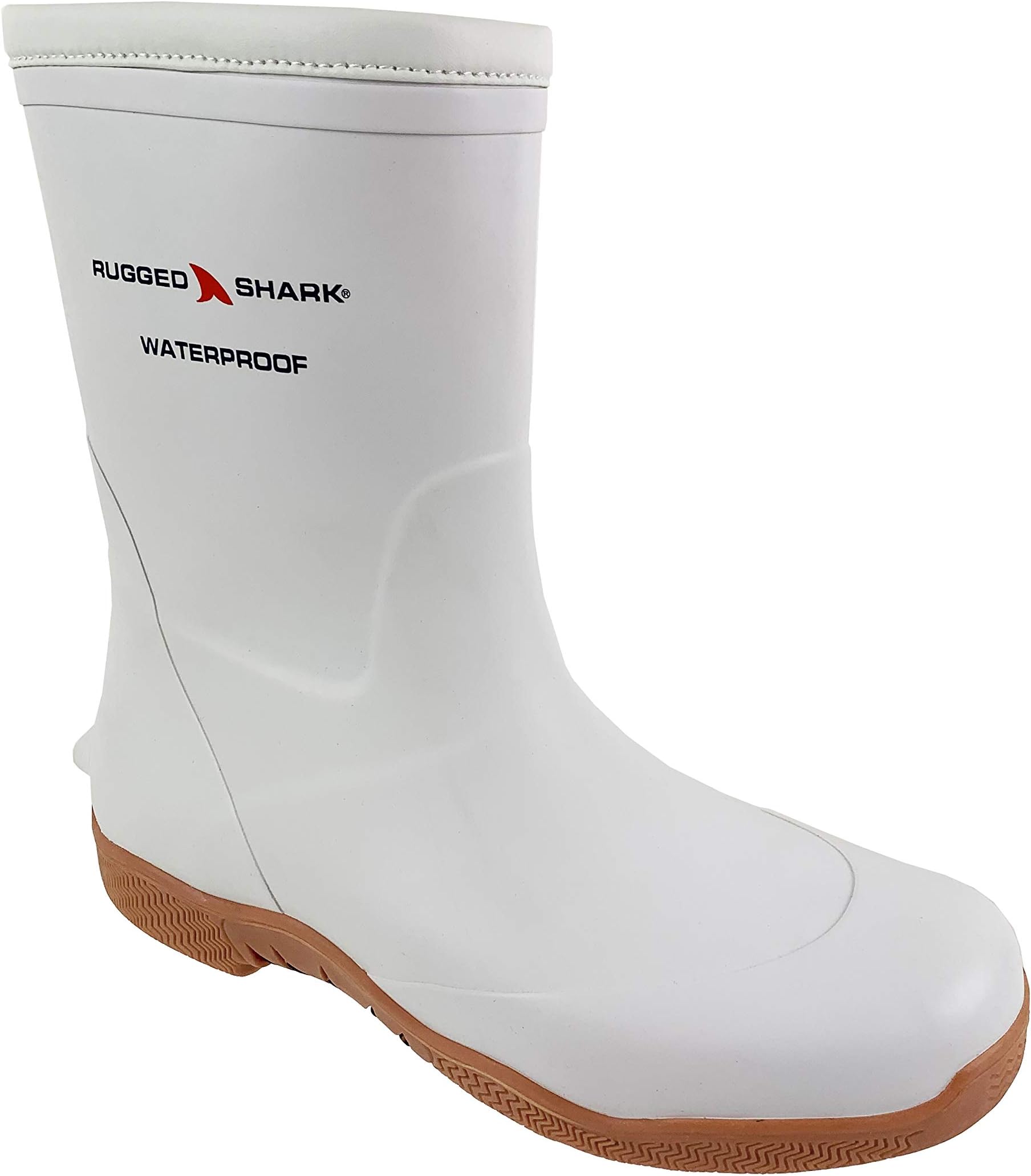 RUGGED SHARKMen's Great White Fishing Boots, Waterproof Deck Boots, Comfortable No-Slip Sole, Men's Sizes 8 to 13