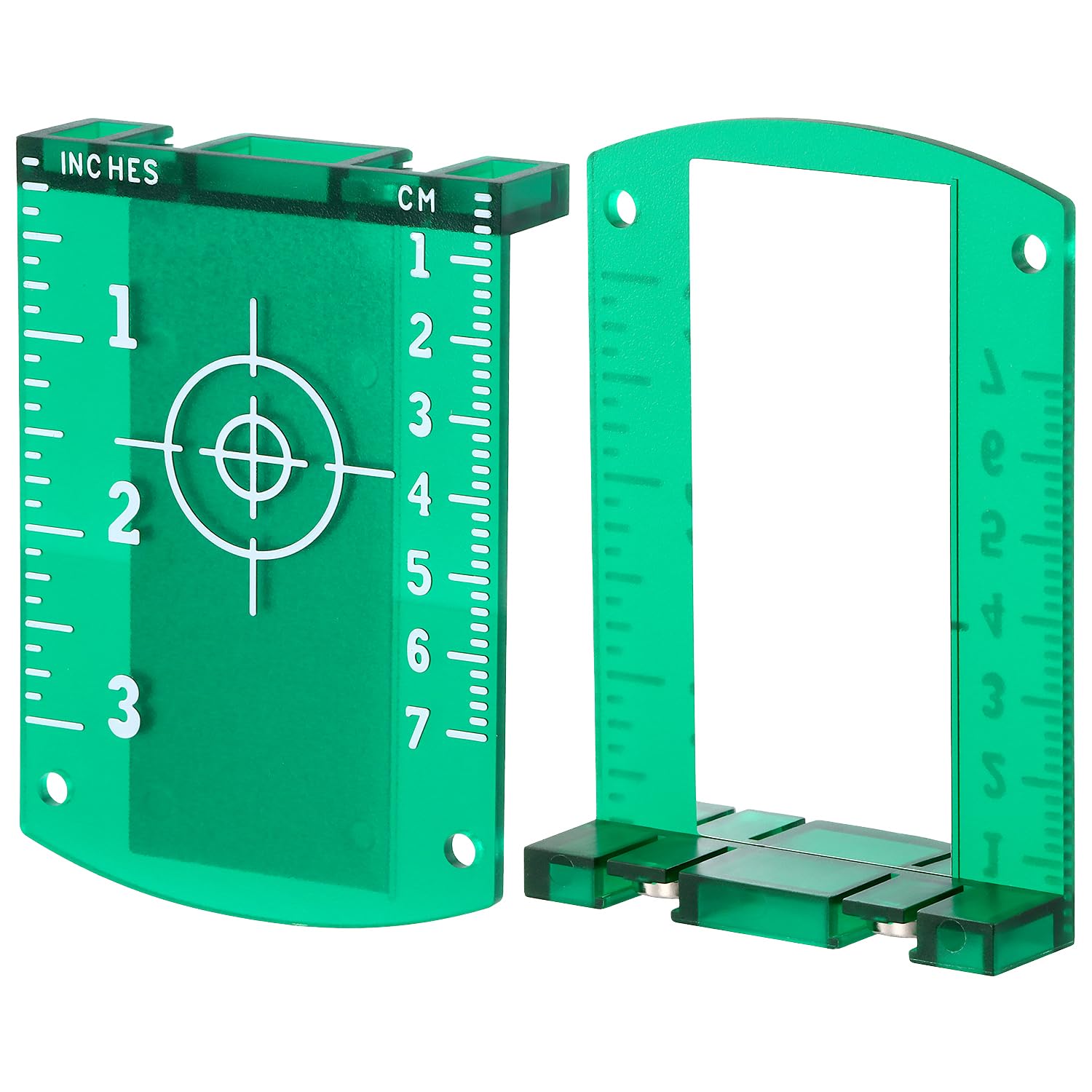 QWORK Pack of 2 Green Laser Magnetic Target Card - Sturdy and Easy to Carry - Small Size with Inch and Centimeter Information
