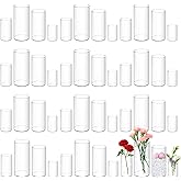 48 Pack Plastic Cylinder Vases, 4 6 8 10 Inch Tall Acrylic Cylinder Clear Flower Vase Set Bulk Glass Like Large Round Plastic Vases for Centerpiece Wedding Home Office