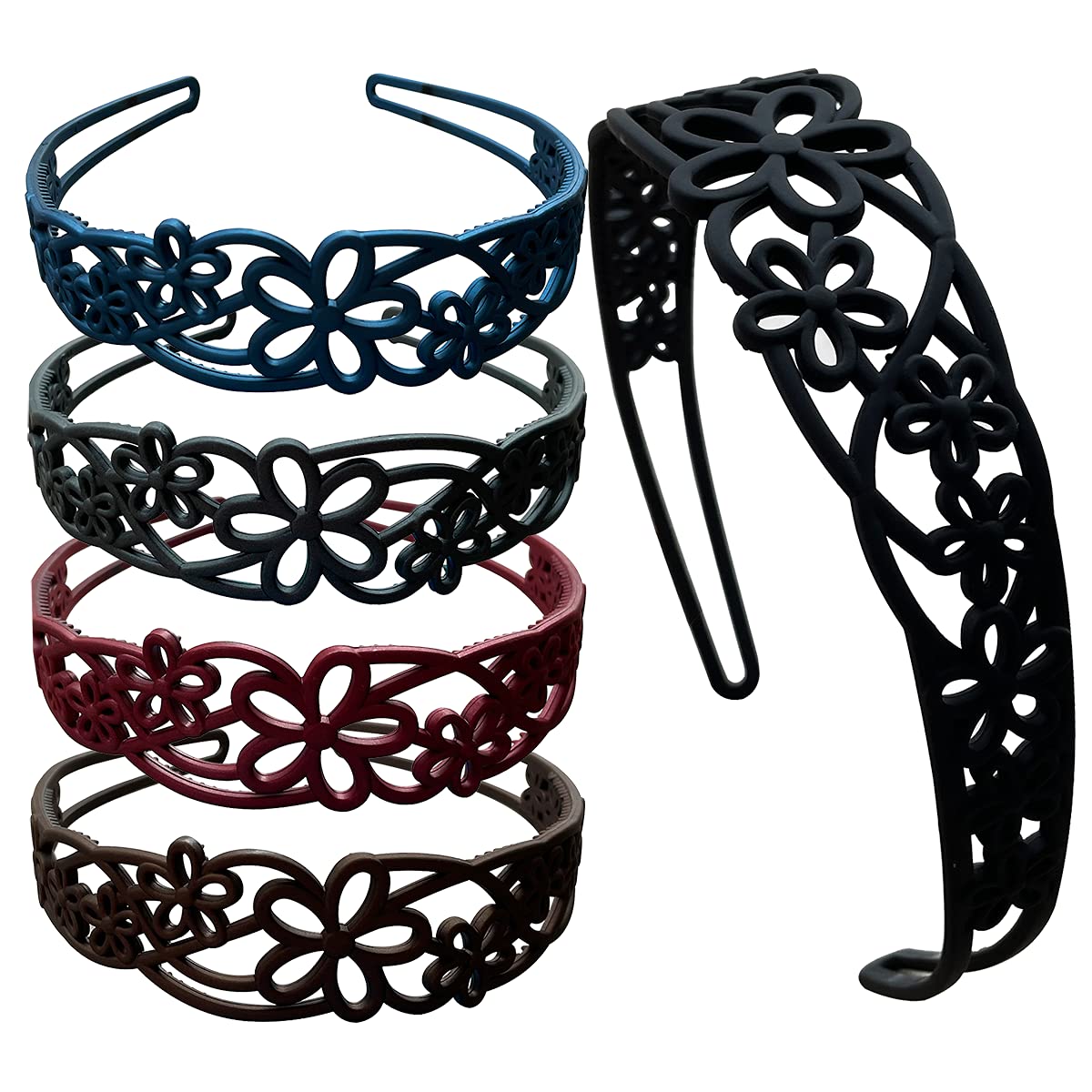 5pcs 30mm Wide Plastic Headbands for Girls Women Fashion Hairbands with Teeth