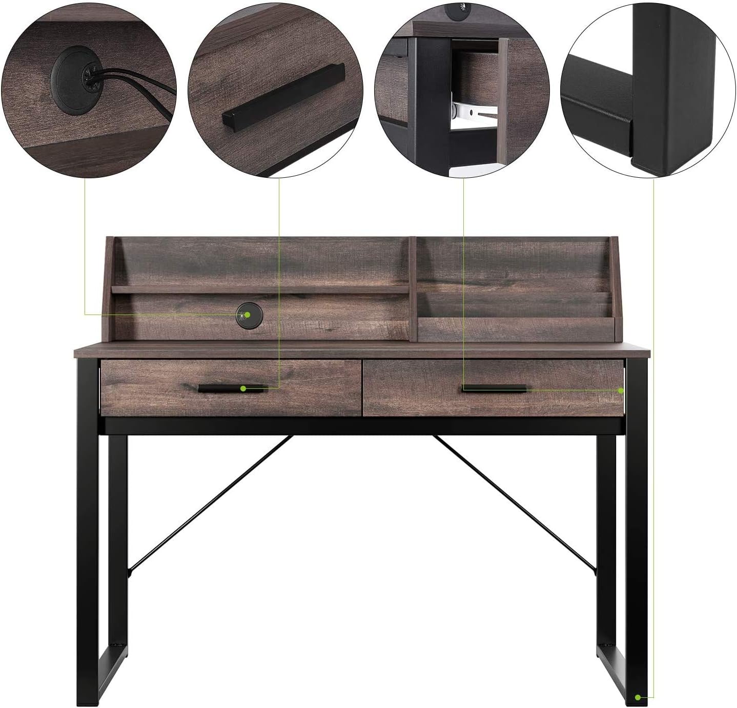 42'' Computer Desk Work Study Table w/Drawers Shelf Workstation Industrial Brown eBay