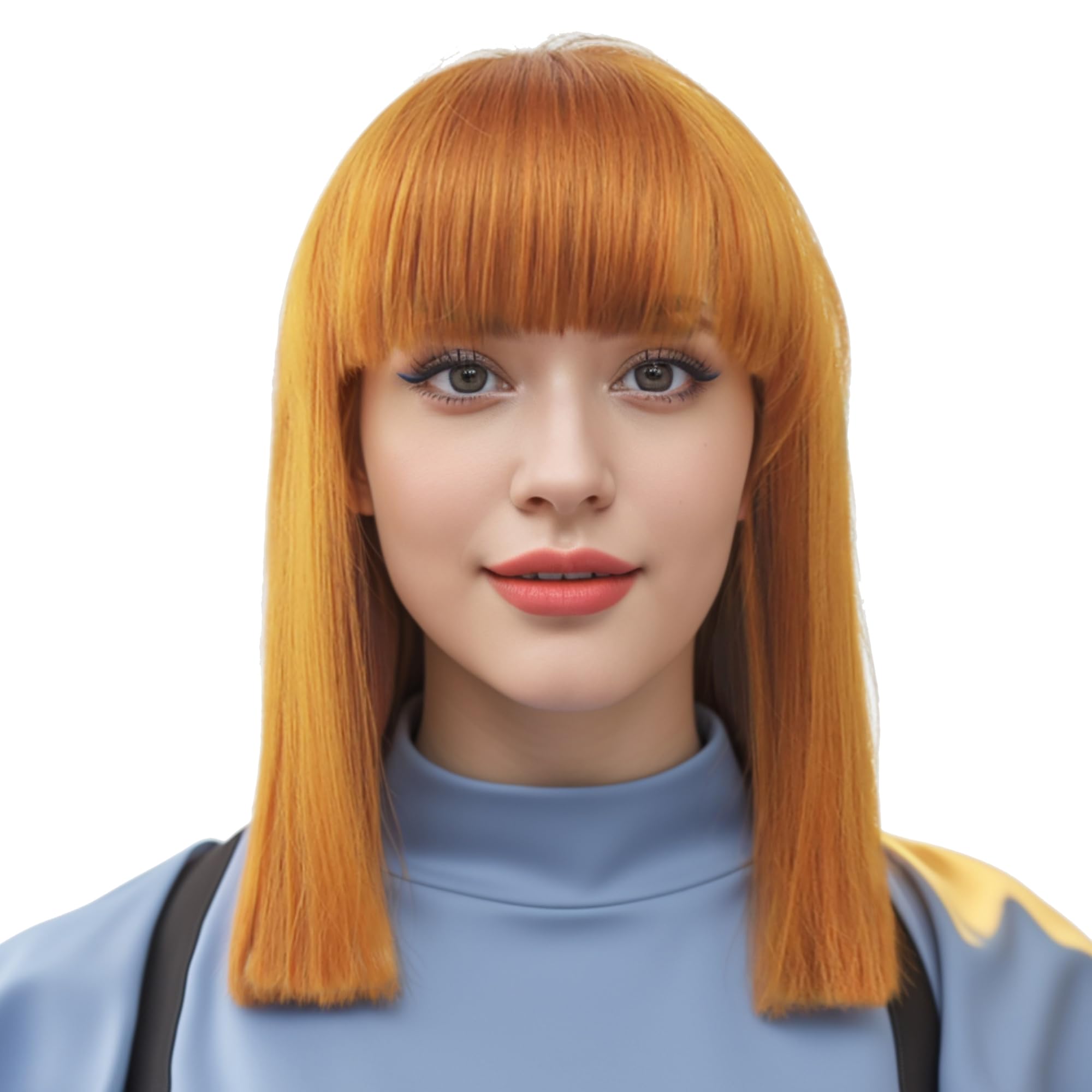 IMISSU Short Natural Cut Hair Cosplay Wig with Straight Bangs Halloween Costume Party Wigs for Women (Orange)