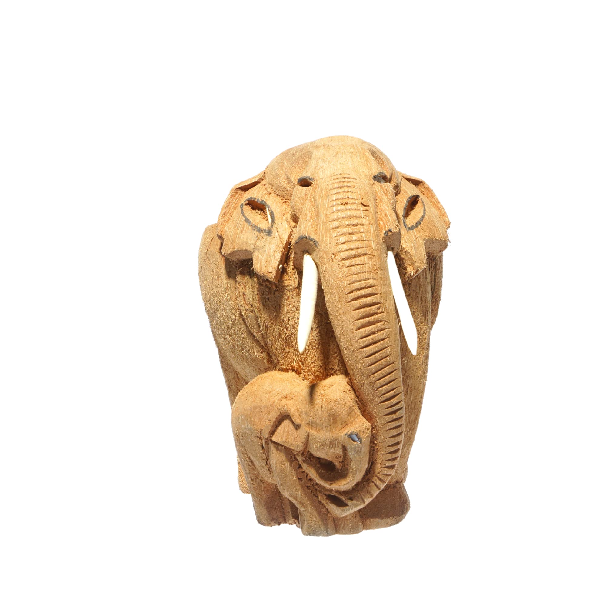 Coconut Husk Home Décor Mummy and Baby Elephant Indoor Planter - Handmade in Sri Lanka