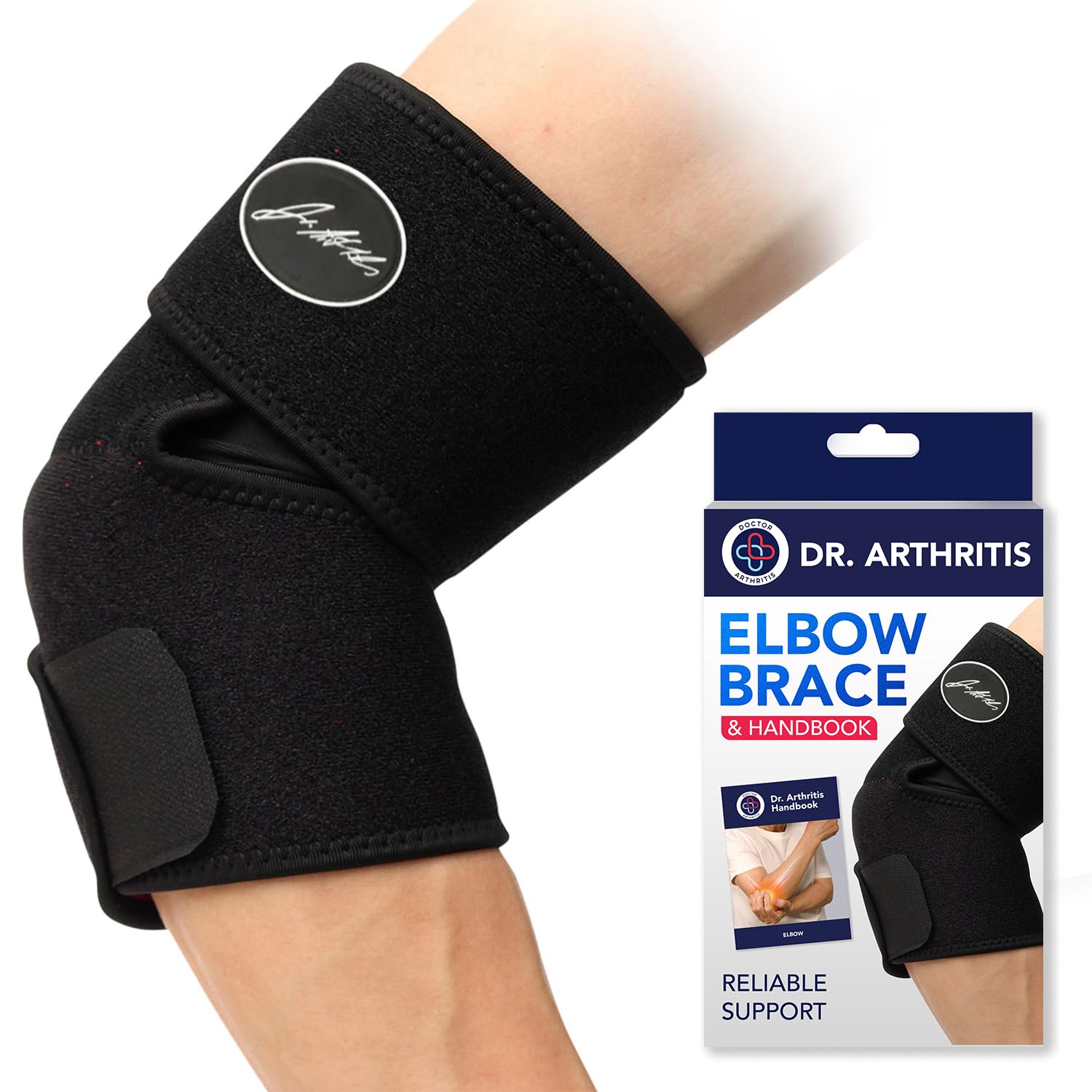 Dr.Arthritis Doctor Developed premium copper lined elbow support brace & Doctor Handbook -, relief & support for elbow injuries and other elbow conditions