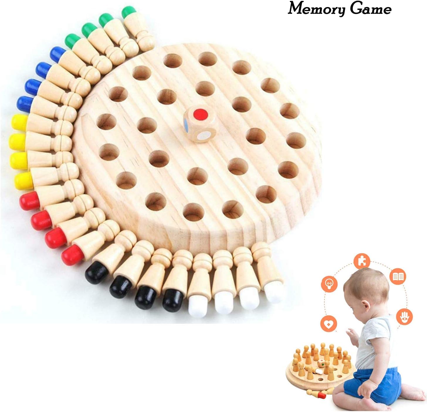 Kids Memory Color Matching Game Wooden Memory Dice Game Fun and Educational Toy for 3 and Up