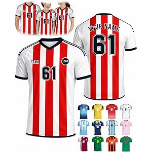Custom Soccer Jersey Personalized Sport Uniform with Name Number Team Logo | Customized Soccer Shirt for Men Women Youth, Sho