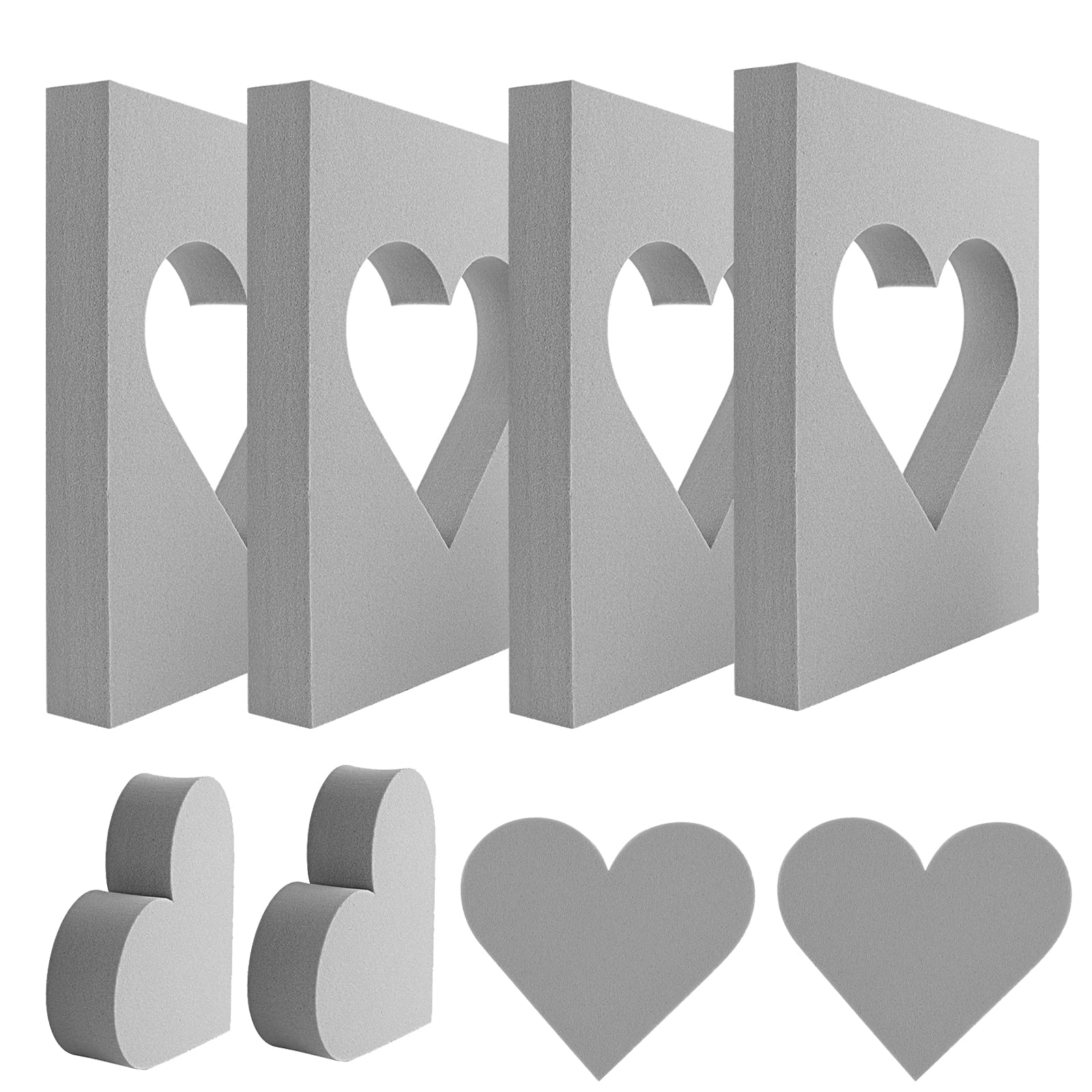 OTCRAFT 4 Pcs Heart Cut Stamping Foam Grey Moldable Foam Stamps Plastic Dry Foam Stamp Pad Cut and Dry Foam Stamping Foam Block for for Sculpture, Modeling, DIY Arts and Handicrafts Projects — image 1