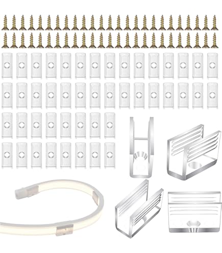 Uxcell Neon Rope Light Mounting Brackets, 30 Pcs Neon LED Lights Aluminum Install Fixing Clips Accessories 8x8mm Silicone Neon Signs Flex Strip Lighti