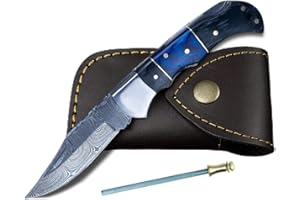 MORF INDUSTRIES Morf Steelware Damascus Steel Pocket Knife Handmade Folding Knives Small Pocket Knife for Outdoor, Camping, Hiking Back Lock Blade Made of Authentic Damascus Steel