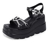 Gothniero women black platform sandals goth chunky